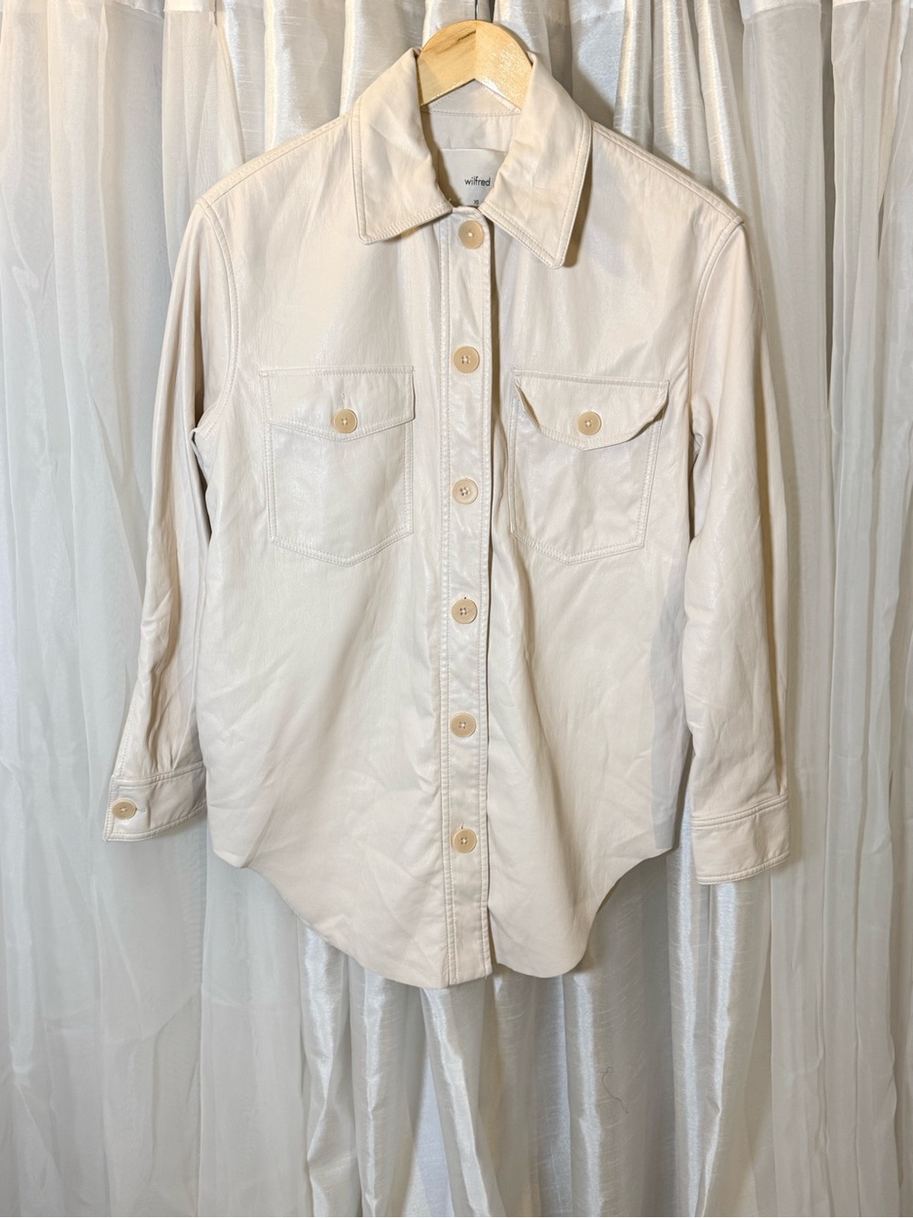 Wilfred Cream Button-Front Leather Jacket
